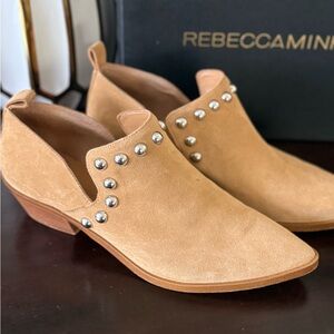 Rebecca Minkoff Tan Suede Studded Ankle Boots